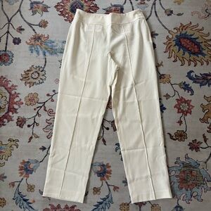 Talbots Elegant Cream Seamed Front Tapered Leg Trousers Size 10 Stretch
